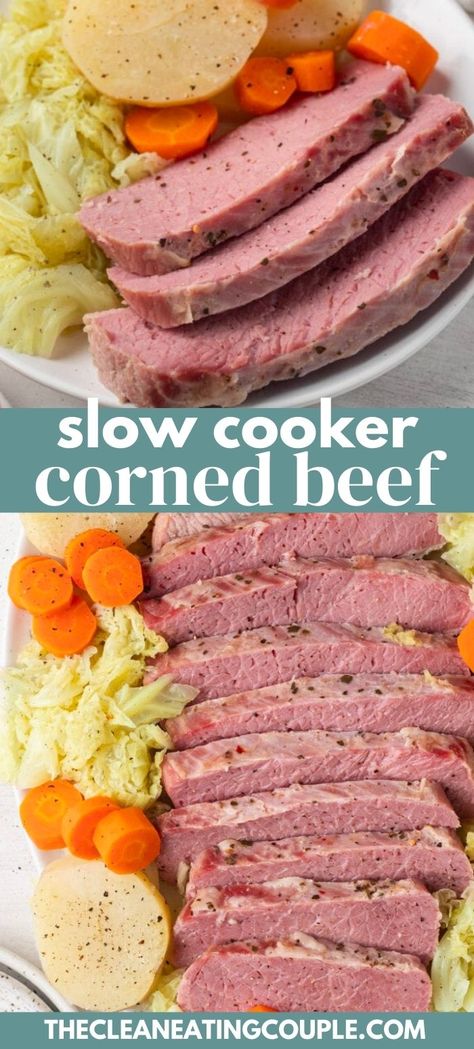 This Slow Cooker Corned Beef Recipe is so delicious and easy to make! Learn how to cook corned beef brisket in the slow cooker for a simple dinner with cabbage, carrots, and potatoes. This recipe uses beer for flavor and is delicious to make in your crockpot. Beef With Cabbage, Corned Beef Recipes Slow Cooker, Crock Pot Corned Beef, Cabbage Potatoes, Slower Cooker, Slow Cooker Corned Beef, Cooking Corned Beef, Butcher Box, Corn Beef