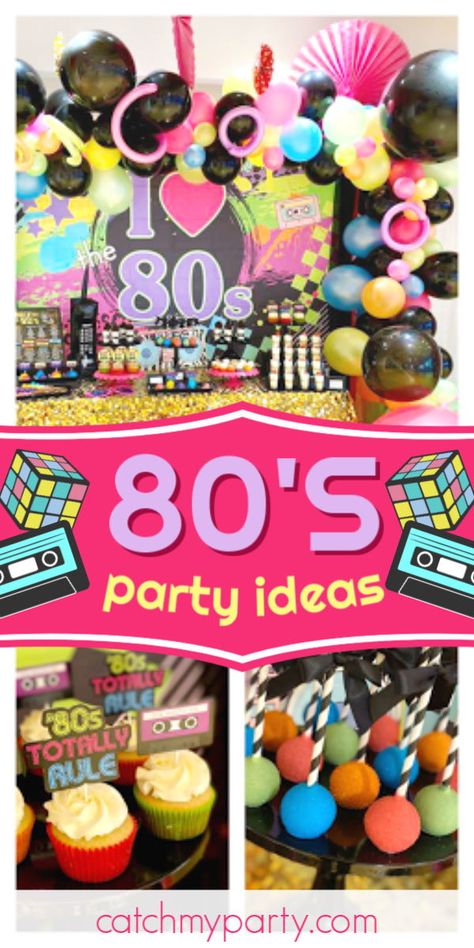 80s Party Foods, 80s Themed Party, Eighties Party, Retro Birthday Party, Decades Party, Retro Birthday Parties, Decade Party, 80s Party Decorations, Diva Party