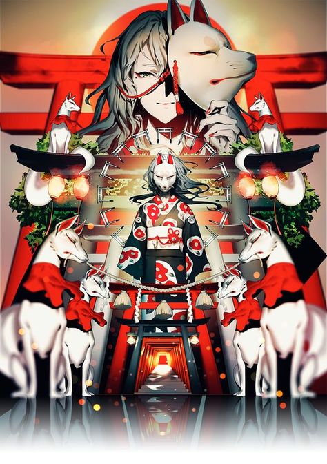 Otaku Aesthetic, Japanese Goddess, Shrines Art, Japanese Fox, Kitsune Mask, Japanese Art Styles, Goddess Tattoo, Japanese Sleeve Tattoos, Fox Girl