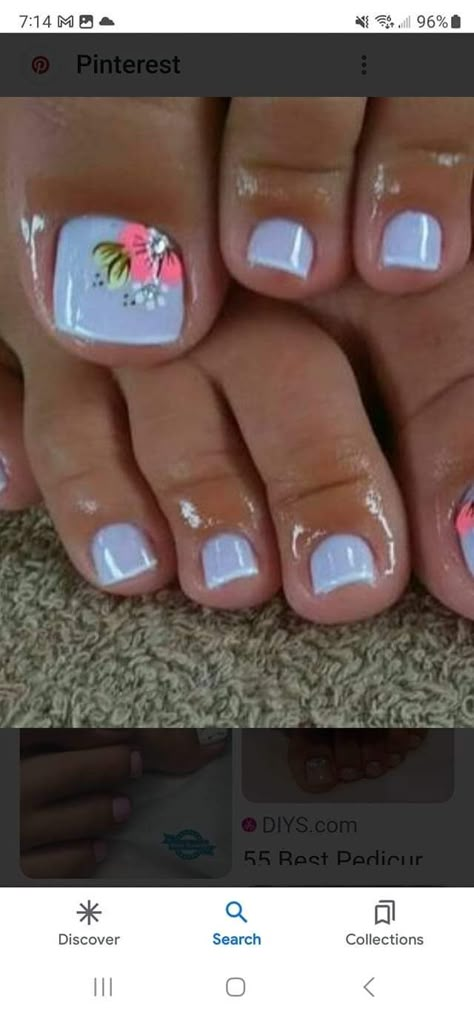 Tropical Toenail Designs, Hawaii Pedicure, Hawaii Toe Nails, Vacation Toenails, French Manicure With Gold, Vacation Pedicure Ideas, Manicure With Gold, Dragonfly Nail Art, Toenail Ideas