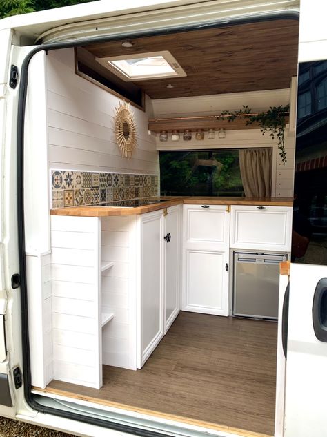 Van Inspiration, Quirky Campers, Campervan Ideas, Wood Worktop, Foil Insulation, Van Ideas, Overhead Storage, Camper Van Conversion Diy, Camper Van Conversion