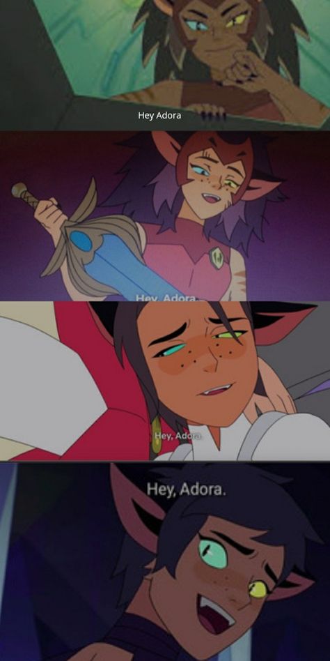 Hey adora evoltion, catra saying "hey adora" throughout the series Shera Ships, She-ra Adora, Hey Adora, Lgbt Love, She Ra Princess, She Ra Princess Of Power, Princess Of Power, She Ra, Kids Shows