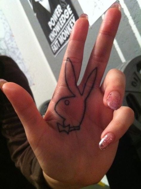 Playboy Bunny Tattoo, Playboy Tattoo, Tattoo And Meaning, Bunny Tattoo, 2 Fingers, Bunny Tattoos, Tattoo Aesthetic, All Heart, Playboy Bunny