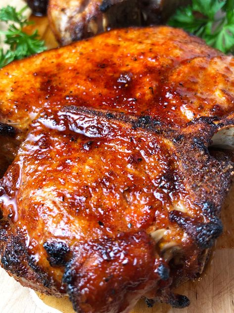 Best Damn Air Fryer Pork Chops Recipe - RecipeTeacher Air Fryer Pork, Air Fryer Pork Chops, Air Fryer Cooking, Air Fryer Oven Recipes, Honey Glazed, Air Fry Recipes, Tasty Dinner, Sweet Heat, Air Fryer Dinner