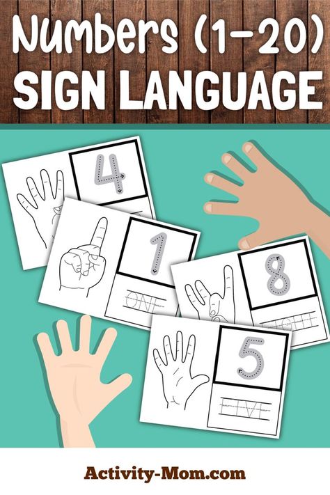 Free printable sign language number worksheets for kids. ASL numbers 1-20 pages. Different ways to use these free printable pages. Asl Sign Language Worksheets, Preschool Asl Activities, Sign Language Numbers Printables, Asl Preschool Free Printable, Asl Abc Printable, Preschool Sign Language Free Printable, Sign Language Colors Printable, Asl For Preschoolers, Asl Coloring Pages Free Printable