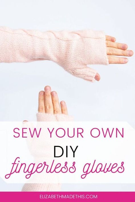 I am always up for a good sweater refashion, and today I’m showing you how to tackle DIY fingerless gloves.Several years ago I started making these in droves. They are a life saver in winter! They’re perfect for those mornings your hands are cold but you still want to be able to do things.And personal note, being a violinist, they’re awesome warm up gloves. It’s really nice to pop on a pair the first few minutes I’m playing in a day and enjoy my hands staying flexible in their warmth.I… Diy Fingerless Gloves, Sewing Projects Beginner, Diy Leather Belt, Quick Sewing Projects, Gloves Diy, How's It Going, Old Bras, Upcycling Clothes, Sewing Machine Needle