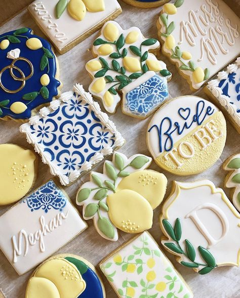 Italian Bridal Showers, Lemon Themed Party, Lemon Themed Bridal Shower, Bridal Cookies, Italian Party, Bridal Shower Inspo, Bridal Shower Cookies, Bridal Shower Cake, Bridal Shower Brunch