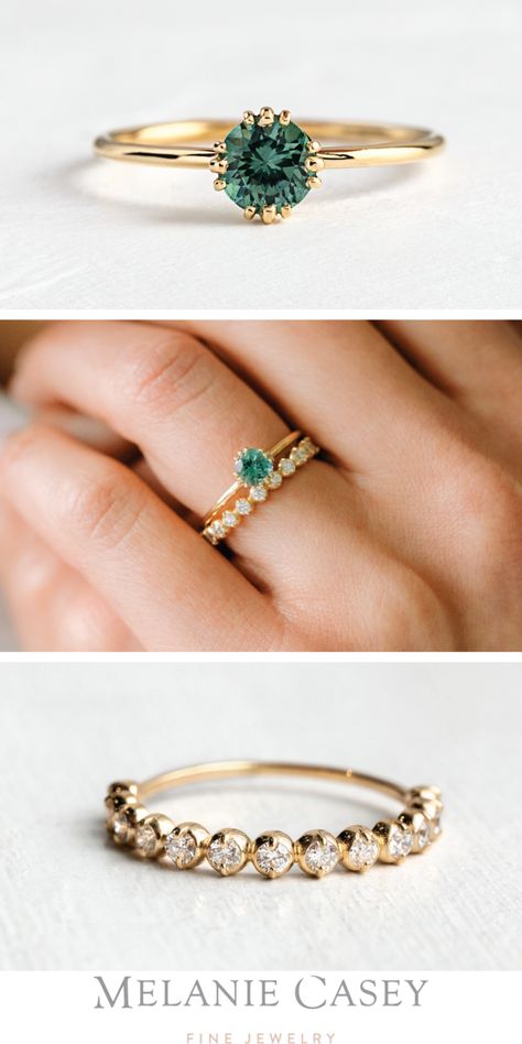 Green Solitaire Engagement Ring, Melanie Casey Wedding Band, Forest Green Wedding Ring, Wedding Day Jewelry Brides, Saphire Engament Ring Set, Teal Engagement Ring, Colored Wedding Rings, Unique Solitaire Engagement Ring, Green Wedding Rings