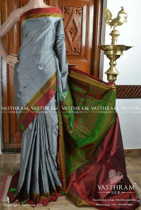 Ash colour soft silk  Cost: 7700 inr Whatsapp:  91 7019277192 Ash Colour Saree Combination, Ash Colour Saree, Saree Combination, Ash Colour, Indian Silk Sarees, Colour Combinations, Pure Silk Sarees, Ash Color, Saree Collection