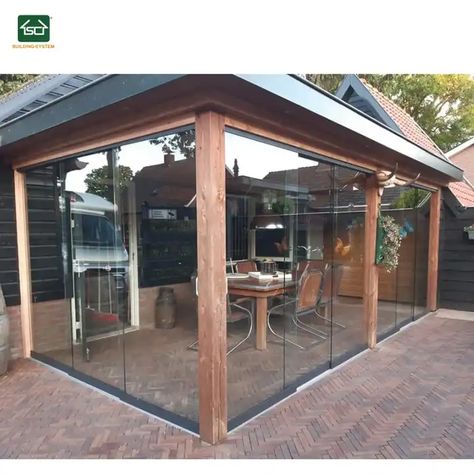 Ce Approved Sliding Glas Veranda With Glass Sliding Walls For Wooden Veranda Frame Sliding Glass Door, Wooden Veranda, Folding Glass Door, Exterior Sliding Glass Doors, Sliding Walls, Deck Awnings, Frameless Sliding Doors, Glass Sliding Door, Glass Sliding Doors