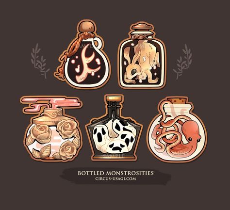 Potion Digital Art, Potion Bottles Art, Potion Bottle Illustration, Bottles Drawing, Potion Art, Cookbook Cover Design, Cool Colorful Backgrounds, Witch Drawing, Warriors Illustration