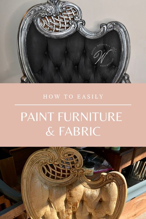 How To Paint Couch Fabric, Paint Couch, How To Paint Fabric, Painted Couch, Painting Upholstered Furniture, How To Paint Furniture, Black Chalk Paint, Painted Vanity, Paint Fabric