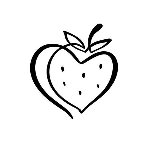 Strawberry Logo, Sketch Logo, Strawberry Tattoo, Doodle Icon, Heart Illustration, Vector Sketch, Print Ideas, Cute Strawberry, Logo Illustration