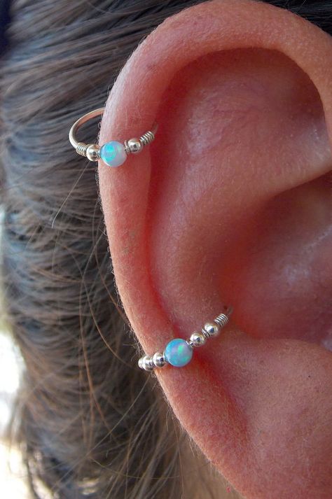 Sterling Silver Conch / Helix / Cartilage Hoop Ring piercing, Beaded Helix Hoop, Helix Jewelry, Opal conch , conch jewelry Opal Cartilage Earring, Conch Piercings, Conch Piercing Jewelry, Helix Jewelry, Conch Jewelry, Helix Piercing Jewelry, Ring Piercing, Cartilage Jewelry, Helix Hoop