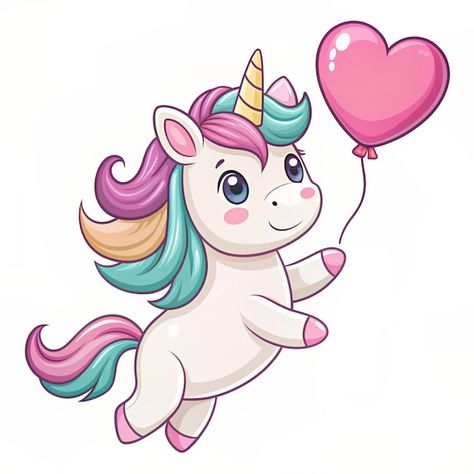 Unicorn Concept Art, Unicorn Flying, Balloon Cartoon, Holiday Icon, Vector Icons Illustration, 99 Design, Heart Balloons, Cute Unicorn, Cartoon Style