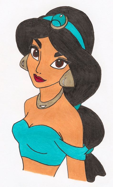 Jasmine Drawing, Princess Sketches, Disney Character Drawings, Easy Disney Drawings, Cartoon Drawings Disney, Disney Drawings Sketches, Disney Princess Jasmine, Disney Jasmine, Disney Art Drawings