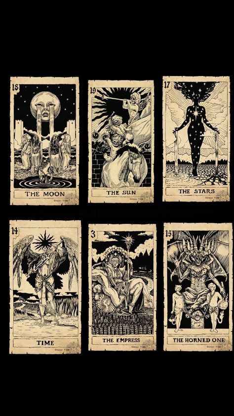 Old Tarot Cards, Senkai Yami, Tarot Cards Tattoo, Tarot Cards Art Illustration, Tarot Card Art, Vintage Tarot Cards, Armband Tattoos, Vintage Tarot, Tattoo Style Drawings