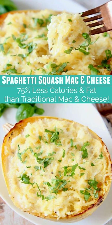 Spaghetti Squash Mac And Cheese, Spaghetti Squash Recipes Healthy, Squash Mac And Cheese, Healthy Spaghetti, Meatless Monday Recipes, Healthy Version, Low Carb Vegetarian Recipes, Spaghetti Squash Recipes, Low Carb Vegetarian