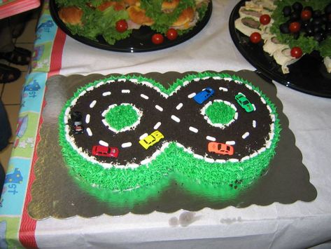 8 Race Track Cake, Race Track Birthday Cake, Race Track Cake, Cake Buttercream Frosting, Racing Cake, Bike Cake, Cake Designs For Boy, Bike Cakes, 7th Birthday Cakes