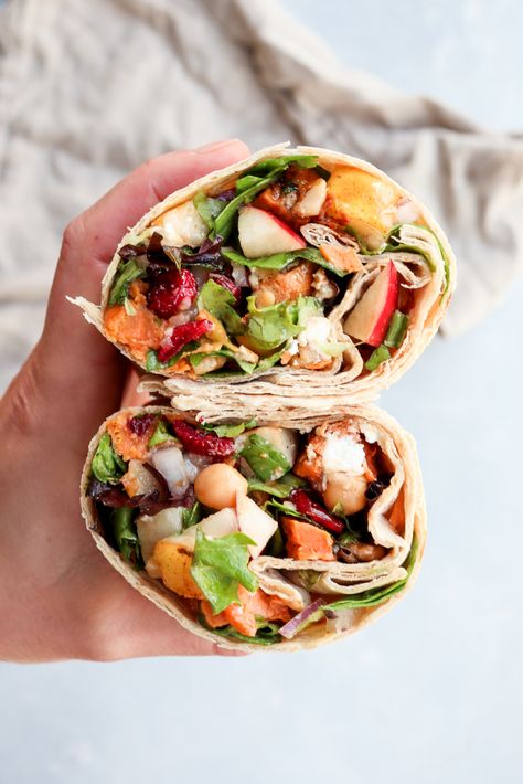 vegetarian harvest wrap | cait's plate Hand Held Food, Kale Quinoa Salad, Vegan Roast, Meatless Dinner, Salad Wraps, Honey Mustard Chicken, Diced Apples, Apples And Cheese, Big Salad