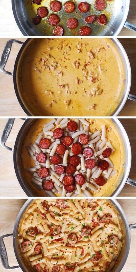 Creamy Mozzarella Pasta, Pasta With Smoked Sausage, Smoked Sausage Pasta, Smoked Sausage Recipes, Mozzarella Pasta, Lunchbox Ideas, Think Food, Sausage Pasta, Penne Pasta