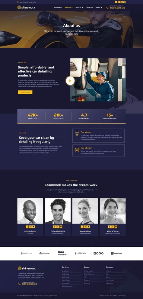 ShineWorx - Car Detailing Service & Car Repair Elementor Pro Template Kit Digital Retail, Consider Me, Service Car, Advertisement Template, Freelance Web Developer, Wordpress Developer, Car Repair, Auto Service, Responsive Design