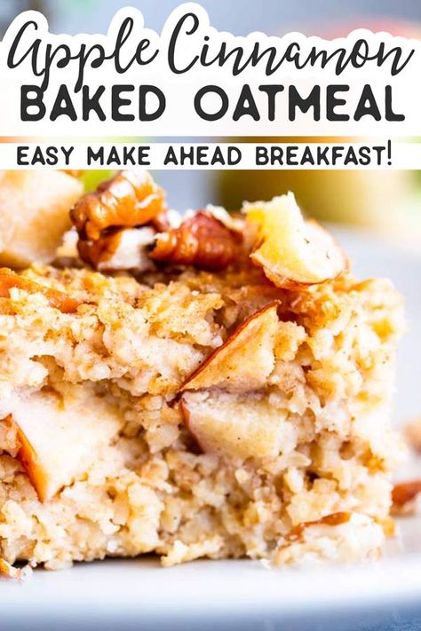 Apple Baked Oatmeal, Apple Cinnamon Baked Oatmeal, Cinnamon Baked Oatmeal, Oatmeal Baked, Baked Apple Oatmeal, Baked Cinnamon Apples, Baked Oatmeal Recipe, Apple Cinnamon Oatmeal, Baked Oatmeal Recipes