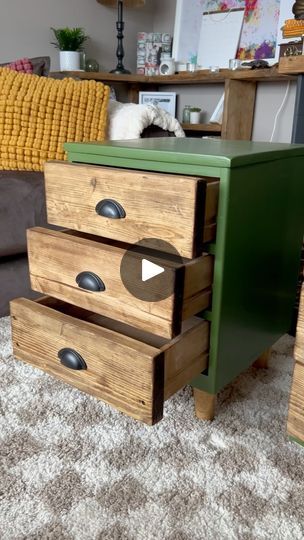 DIY Mum Upcycled Bedside Table, Bedside Table Makeover, Pine Bedside Table, Drawers On Wheels, Bedside Lockers, Bedside Units, Trim Paint, Upcycling Furniture, Bedside Drawers