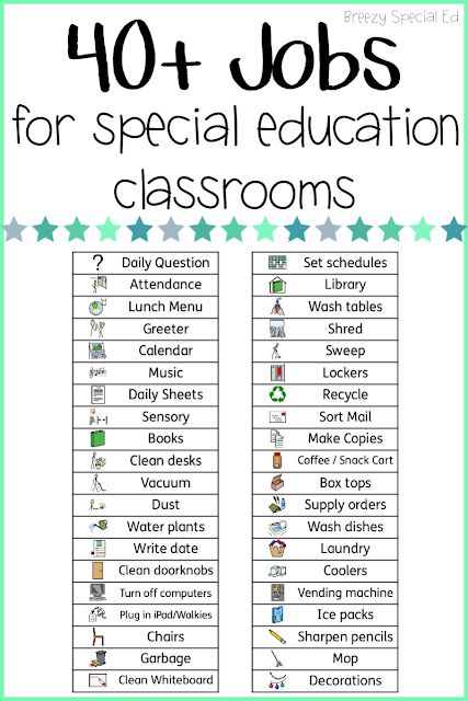 Classroom Jobs + School Vocational Experiences - Breezy Special Ed Special Ed Classroom, Ed Classroom, High School Special Education Classroom, Special Education Classroom Setup, High School Special Education, Vocational Skills, Life Skills Classroom, Sped Classroom, Self Contained Classroom