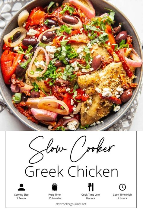 Crockpot Greek Chicken, Best Greek Chicken, Slow Cooker Greek Chicken, Fit Foods, Meat Recipe, Chicken Meals, Slow Cook, Chicken Slow Cooker Recipes, Dash Diet