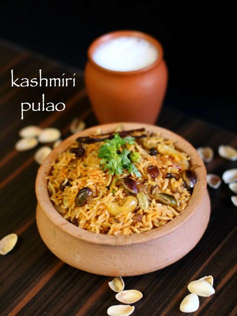 kashmiri pulao recipe | saffron rice recipe | how to make kashmiri pulav Veg Pulav Recipe, Kashmiri Pulao, Saffron Rice Recipe, Kashmiri Recipes, Indian Rice Recipes, Saffron Rice, Arroz Frito, Pulao Recipe, Paneer Recipes