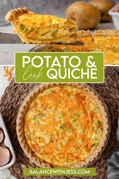 Potato Quiche, Easy Healthy Breakfast Ideas, Leek Quiche, Premade Pie Crust, Vegetarian Quiche, Vegetarian Brunch, Potato Leek, Egg Cheese, Quiche Recipe