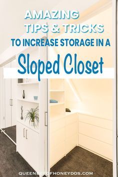 Slant Ceiling Closet Organization, Closet Organization Ideas With Slanted Ceiling, Closet On Angled Wall, Slanted Wall Closet Angled Ceilings, Attic Closet Design Sloped Ceiling, Closet Ideas With Slanted Ceiling, Slant Ceiling Closet Ideas, Sloped Attic Closet, Closet Designs Sloped Ceiling