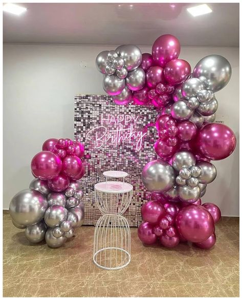 Disco Barbie Party, 20th Birthday Party Ideas, Arch For Party, Pink Disco Party, Silver Balloons, 18th Birthday Decorations, 21st Bday Ideas, Holiday Balloons, Disco Birthday Party