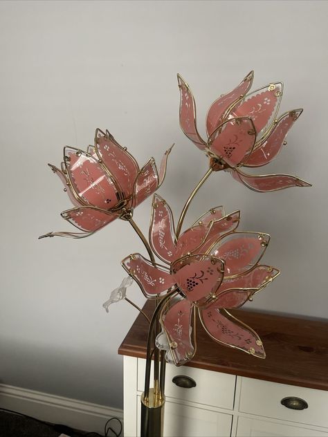 Hollywood Regency Pink Tulip Lotus Flower Mid Century Brass Standard Floor Lamp  | eBay Vintage Lotus Lamp, Flower Floor Lamp, Hollywood Regency Lamp, Tulip Lamp, Lotus Lamp, Italian Farmhouse, Flower Lamp, Cute Bedroom Decor, Pink Tulips