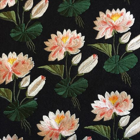 Ellie Mac Embroidery || Embroidered water Lily Patches Water Lilly Embroidery, Water Lily Embroidery, Water Lilies Embroidery, Lilies Embroidery, Embroidery Lily, Embroidery Water Lily, Lily Embroidery Pattern, Lily Pond Embroidery, Diy Embroidery Stitches