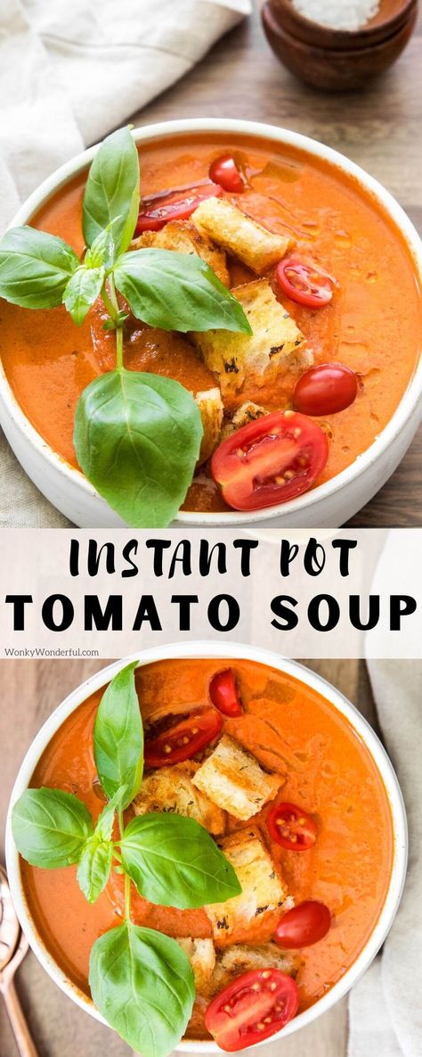 Instant Pot Tomato Soup, Fresh Tomato Soup, Creamy Tomato Basil Soup, Dip Recipes Appetizers, Pressure Cooker Recipe, Recipe For Beginners, Pressure Cooking Recipes, Cooking Tomatoes, Best Soup Recipes