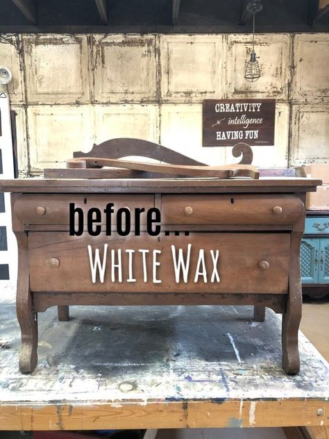 How To Easily Apply White Wax On Wood Furniture DIY White Wax On Wood, Furniture Top View, Raw Wood Furniture, Painting Wood Furniture, Diy Furniture Redo, Furniture Wax, Furniture Rehab, Furniture Redo, Diy Holz