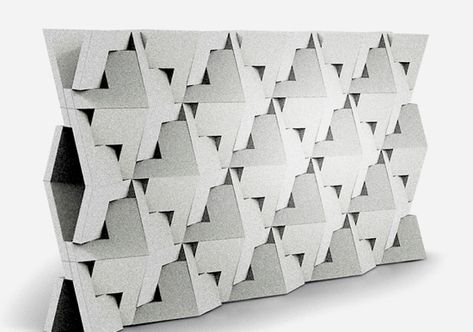 QuaDror-folding-concrete-wall | Parametric Fabrication Interlocking Concrete Blocks, Folding Architecture, Interlocking Blocks, Digital Fabrication, Divider Wall, Building Systems, Concrete Blocks, Concrete Wall, Design Milk