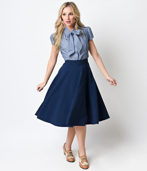 Navy High Waist Thrills Swing Skirt Swing Dance Outfit, Dapper Day Outfits, Dapper Outfit, Old Fashion Dresses, Swing Dance, Dapper Day, School Dance, Look Vintage, Dresses For Teens