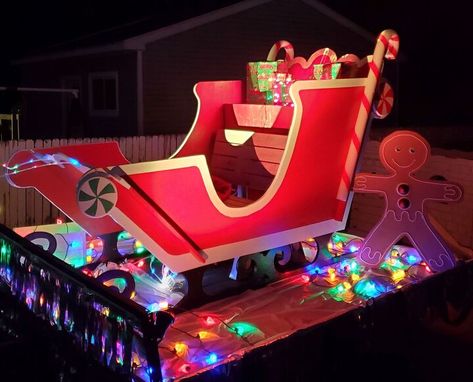 Santa Sleigh- for Your Yard or Parade | Hometalk Wooden Sleigh Diy, Wooden Sleigh, Parade Ideas, Cart Ideas, Parade Float, Christmas Parade, Christmas Sleigh, Christmas Yard, Painting Trim