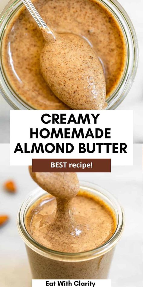 Homemade Almond Butter Diy Almond Butter, Homemade Almond Butter Recipe, Almond Butter Recipe, Homemade Crackers Recipe, Flavored Butter Recipes, Dairy Free Dips, Homemade Almond Butter, Almond Butter Recipes, Dairy Free Pasta