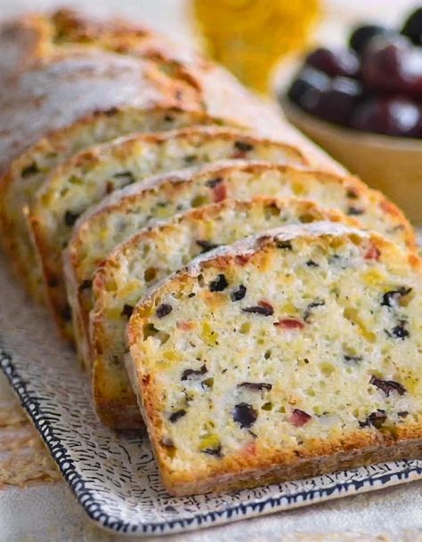 Savory Quick Bread With Cheese And Olives Savory Quick Bread, Savory Baked Goods, Bread With Cheese, Cheese And Olives, Strawberry Bread, How To Store Bread, Flavored Butter, Savory Bread, Dessert Options