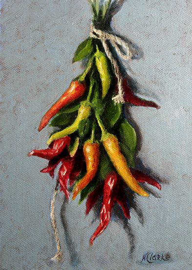 Still life with Chili Pepper by Natalia Ivan Clarke Oil ~ 7 x 5 Oil Still Life, Vegetable Painting, Food Art Painting, Paintings Oil, Painting Competition, Watercolor Fruit, Food Painting, Fruit Painting, Painting Still Life