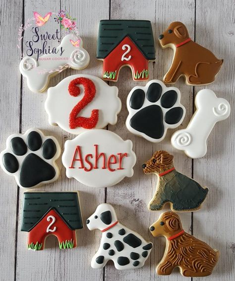 Dog House Cookies Decorated, Puppy Dog Cookies Decorated, Puppy Cookies Decorated, Party Cookies Decorated, Dog Themed Cookies, Dog Cookies Decorated, Bone Cookies, Shape Cookies, Dog Bone Cookies