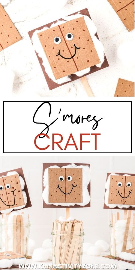 Camping Art Projects For Kids Preschool Craft Ideas, Camping Themed Art For Kids, Summer Treats Crafts For Toddlers, Easy Camp Crafts For Kids, S’mores Craft Preschool, Camping Crafts For Kids Toddlers, Camping Art Toddlers, Tent Crafts For Toddlers, June Arts And Crafts For Kids