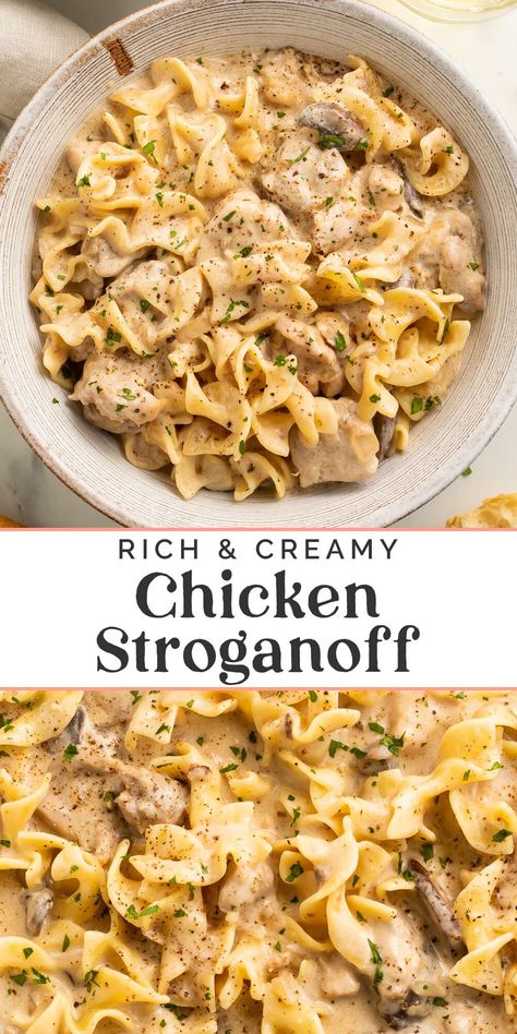 Creamy Chicken Dishes For Dinner, Light Stroganoff Recipe, Stroganoff Chicken Recipe, Stroganoff Seasoning Recipe, Stroganoff Seasoning Mix Recipe, Best Chicken Stroganoff Recipe, Chicken Mushroom Stroganoff Recipe, Chicken Stroganoff Recipe Slow Cooker, Chicken Stroganoff Recipe Instant Pot