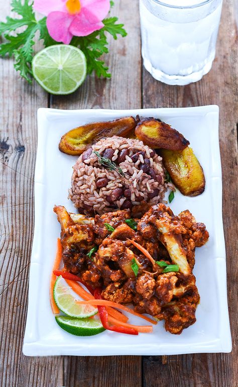 Jerk Cauliflower, Ital Food, Jamaican Dishes, Jamaican Jerk, Jerk Chicken, Jamaican Recipes, Vegetarian Dinner, Vegan Dinner Recipes, Vegan Foods