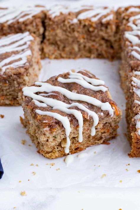 Carrot Coffee Cake, Squash Soup With Coconut Milk, Soup With Coconut Milk, Coffee Cake Recipes Easy, Coconut Milk Soup, Streusel Coffee Cake, Shredded Carrots, Roasted Butternut Squash Soup, Cream Cheese Glaze