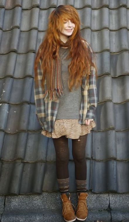 Dress Tights, Flannel Oversized, Peplum Tops, Heidi Klum, Oversized Sweater, Outfits Casuales, Look Cool, Matilda, High Socks